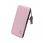 Wholesale Universal 8000 mah Portable Power Bank Charger with Built In Cable (Pink)